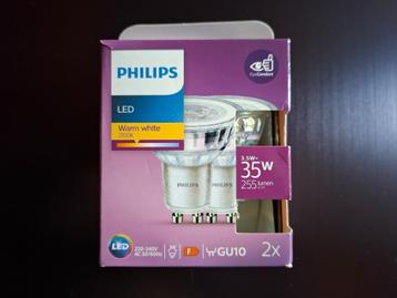 Philips GU10 35W led spot  warm wit eye comfort, 2 stuks beschikbaar voor biedingen