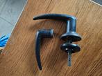 Deurkrukken en knoppen , bakkaliet en hout in, Ophalen, Gebruikt, Koper of Messing, Klink of Kruk