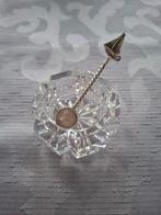 Antiek kristal zoutvaatje met zilver lepeltje, Antiek en Kunst, Ophalen of Verzenden
