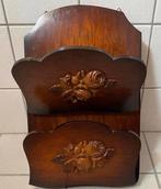 Antiek houten lectuur wandhanger houtsnijwerk - bloemen., Ophalen of Verzenden