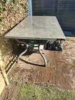 Granieten tafelblad met onderstel, Tuin en Terras, Tuintafels, Ophalen, Gebruikt, Rechthoekig, Overige materialen