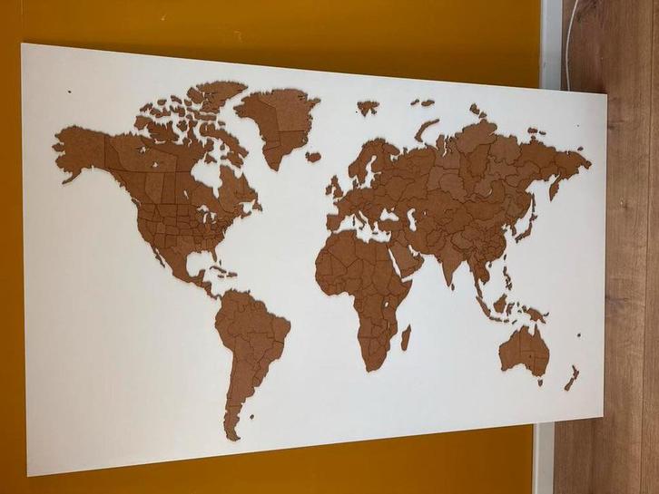 Houten Wereldkaart op Bord 160x100cm, Huis en Inrichting, Woonaccessoires | Wanddecoraties, Nieuw, Ophalen
