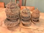 Rieten manden set - aardappelen, uien, knoflook, Huis en Inrichting, Woonaccessoires | Schalen en Manden, Ophalen, Gebruikt, Rechthoekig