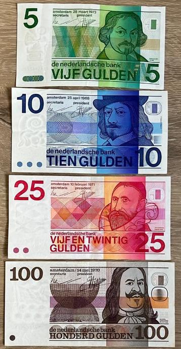 setje Erflaters (5, 10, 25 en 100 gulden) beschikbaar voor biedingen