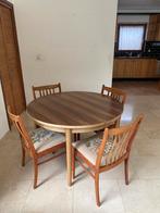 Uitschuifbare ronde jaren 50  mahonie houten tafel, Huis en Inrichting, Tafels | Eettafels, Ophalen, Gebruikt, 100 tot 150 cm