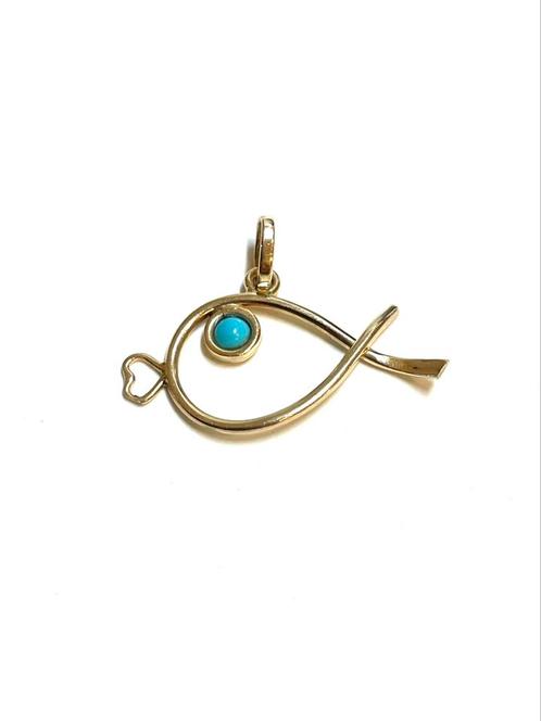14k gouden vis hanger, Sieraden, Tassen en Uiterlijk, Kettinghangers, Zo goed als nieuw, Goud, Goud, Dier, Met edelsteen, Ophalen of Verzenden