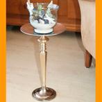 Vintage/antiek aluminium pedestal plantentafeltje, Ophalen of Verzenden