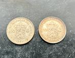 2 x Halve gulden munt  zilver Wilhelmina 1928 en 1929, Ophalen of Verzenden, Nederland, Munten