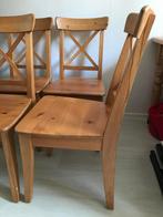4 Grenen Eetkamerstoelen / IKEA Ingolf Eetkamer Stoelen, Huis en Inrichting, Stoelen, Ophalen, Modern, Klassiek, Bruin, Zo goed als nieuw