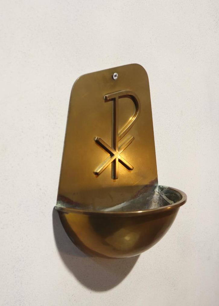 Koperen wijwaterbakje, Antiek en Kunst, Antiek | Religie, Ophalen of Verzenden