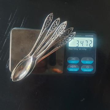 zilveren theelepeltjes - 6 stuks mooi fijn - lengte 10 cm  beschikbaar voor biedingen