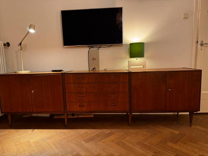 Vintage dressoir 255 x 45 x 73 retro, Huis en Inrichting, Kasten | Dressoirs, Gebruikt, 200 cm of meer, 25 tot 50 cm, Ophalen