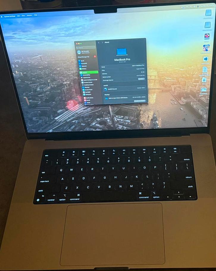 Macbook pro 16” 2021, Computers en Software, Apple Macbooks, Zo goed als nieuw, MacBook Pro, 16 inch, 2 tot 3 Ghz, 512 GB, 16 GB