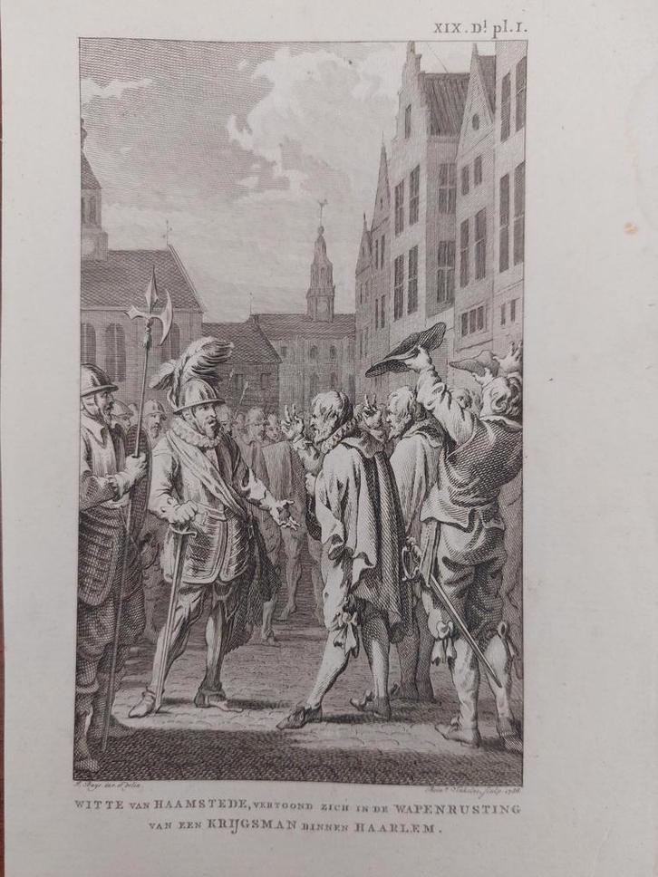 6 / Witte van Haamstede als krijgsman in Haarlem, Antiek en Kunst, Kunst | Etsen en Gravures, Ophalen of Verzenden