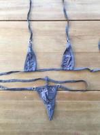 Nieuwe grijze micro mini string bikini S  grijs, Nieuw, Grijs, Bikini, Verzenden