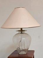 Vintage tafellamp spijkerglas lampenvoet messing Hollywood, Ophalen, Gebruikt, Nvt, Minder dan 50 cm