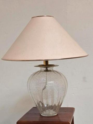 Vintage tafellamp spijkerglas lampenvoet messing Hollywood beschikbaar voor biedingen