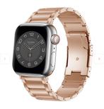 Apple watch titanium bandje 42-44-45-49 mm (rose goud), Nieuw, Ophalen of Verzenden, IOS, Roze