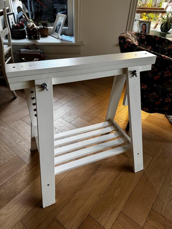 IKEA Mittback Schragen/Poten - Wit, Gebruikt, Huis en Inrichting, Tafelonderdelen, Gebruikt, Tafelpoot, Minder dan 50 cm, Rechthoekig