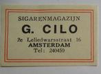 Sigarenmagazijn   G. CILO   2e Leliedwarsstraat   AMSTERDAM, Verzenden, Zo goed als nieuw, Luciferdoosjes of -merken
