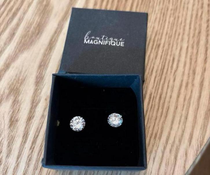 Nieuwe zilveren oorbellen met zirkonia, Sieraden, Tassen en Uiterlijk, Oorbellen, Nieuw, Knopjes of Stekers, Zilver, Met edelsteen