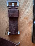 Bruine lederen Apple Watch band met titanium hardware, Ophalen of Verzenden, Nieuw, Bandje, 45/49mm