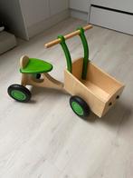 Loopfiets bakfiets groen hout van dijk, Kinderen en Baby's, Speelgoed | Buiten | Voertuigen en Loopfietsen, Ophalen of Verzenden