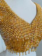 Handgemaakte Blouse met Kristallen Kralen, Maat 38/40 (M), Verzenden, Geel, Nieuw