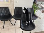 4 stoelen, Gebruikt, Zwart, Leer, Ophalen of Verzenden
