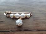 Nieuw goudkleur broche met nepparels, Overige materialen, 4 tot 7 cm, Nieuw, Ophalen of Verzenden
