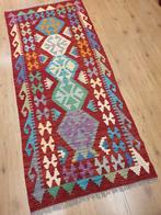 Handgeweven oosterse wollen kelim loper 192x83, Huis en Inrichting, Stoffering | Tapijten en Kleden, Info@SlatsAntiek.nl, Crème