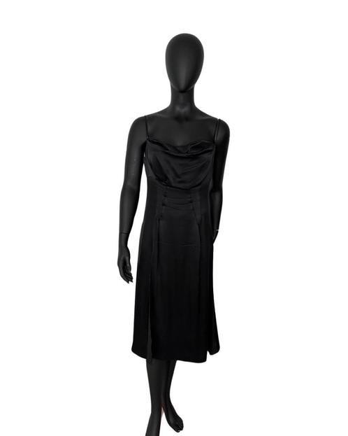 Versace 100% zijde jurk met split. ALS NIEUW!, Kleding | Dames, Jurken, Zo goed als nieuw, Maat 34 (XS) of kleiner, Zwart, Boven de knie