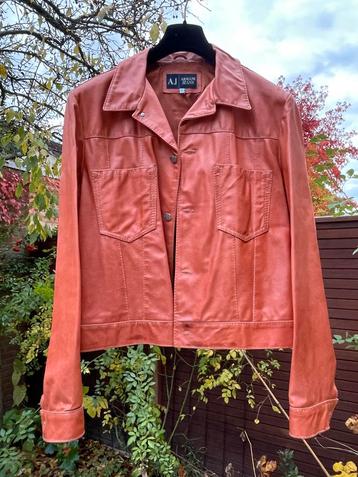 Stoer leren jack van Armani Jeans. Kleur: brique. Maat: 54 beschikbaar voor biedingen