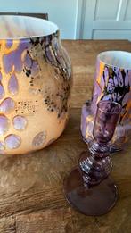 2x Fidrio vaas oranje, lila, zwart, wit. 1x kandelaar paars, Huis en Inrichting, Ophalen, Overige materialen, Wit, Zo goed als nieuw