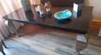 Elegante Eettafel met Zwarte Blad en Zilveren Poten, Ophalen of Verzenden