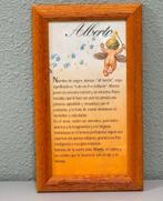 Spaans spaanse tekst ALBERTO in lijst met engel vintage, Huis en Inrichting, Woonaccessoires | Tekstborden en Spreuken, Ophalen of Verzenden