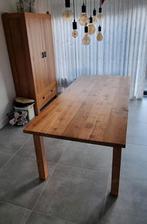 Massieve teakhouten eettafel met blokpoten 220x100 cm, Ophalen, 100 tot 150 cm, Teakhout, 50 tot 100 cm