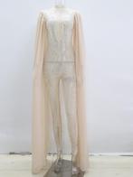 Dames catsuit 30 / bodysuit beige glitter jumpsuit festival, Maat 38/40 (M), Verzenden, Nieuw, Overige thema's