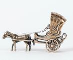 Zilveren miniatuur paard en wagen, Antiek en Kunst, Verzenden