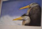 Aquarel 2 Vogels, 3D illusie, Antiek en Kunst, Kunst | Schilderijen | Klassiek, Verzenden