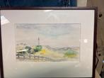 Schiermonikoog Aquarel met vuurtoren ‘De Noordertoren’, Antiek en Kunst, Kunst | Schilderijen | Klassiek, Ophalen of Verzenden
