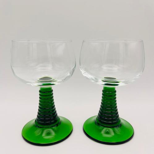 3 prachtige roemer grote wijnglazen vintage gekleurd glas, Antiek en Kunst, Antiek | Glas en Kristal, Ophalen of Verzenden