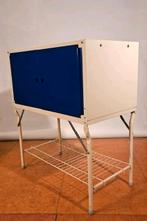 Campeer kast inklapbaar Vintage Blauwe Kast met Onderstel, Antiek en Kunst, Ophalen of Verzenden