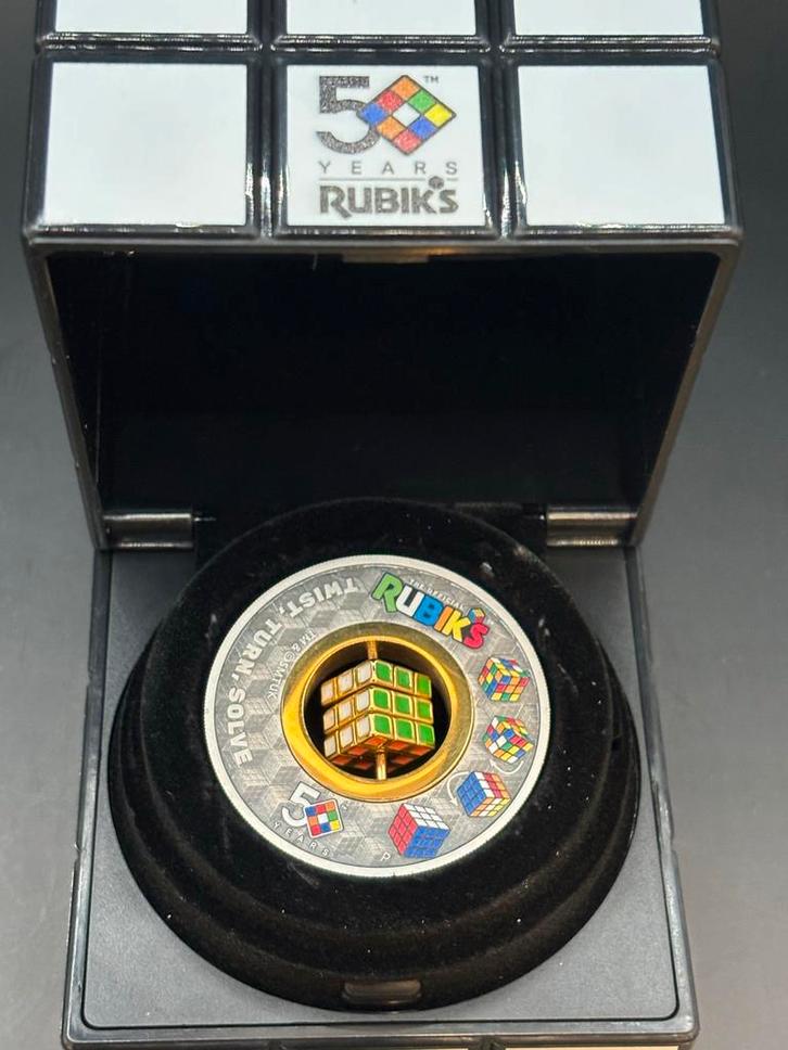 Zeldzame 2 Oz Zilveren Rubik's Cube Munt 2024 - Proof, Postzegels en Munten, Munten | Oceanië, Losse munt, Zilver, Ophalen of Verzenden