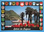 Ansichtkaart: Zwitserland, Lugano quai con Monte Brè., Verzamelen, Gelopen, 1960 tot 1980, Overig Europa, Ophalen of Verzenden