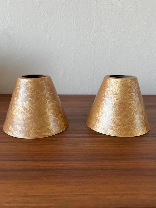 Set van 2 messing lampenkappen bijzonder vintage retro, Huis en Inrichting, Lampen | Lampenkappen, Rond, Ophalen of Verzenden