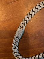 Moissanite diamant cuban ketting, Sieraden, Tassen en Uiterlijk, Kettingen, Ophalen of Verzenden, Zo goed als nieuw, Zilver