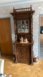 Antieke kast met snijwerk en geslepen spiegels, Antiek en Kunst, Ophalen