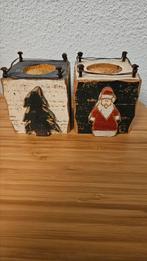 Twee houten kerst theelichthouders,  NIEUW!, Ophalen of Verzenden, Nieuw