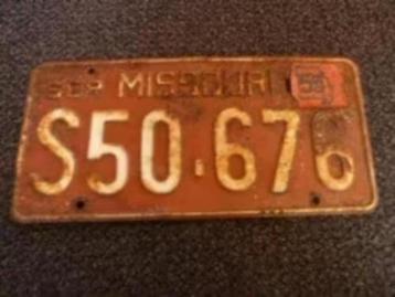 Kentekenplaat licenseplate Missouri 1955 USA beschikbaar voor biedingen